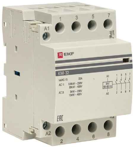 Контактор модульный EKF PROxima КМ 3п 4НО 32А 24В АС фото Контактор модульный EKF PROxima КМ 3п 4НО 32А 24В АС картинка